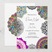 Kleurrijke mandala Diwali-nacht uitnodiging (Voorkant / Achterkant)