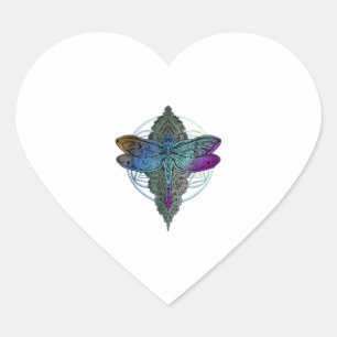 Kleurrijke Mandala Dragonfly T Shirt Lotus Flower Hart Sticker
