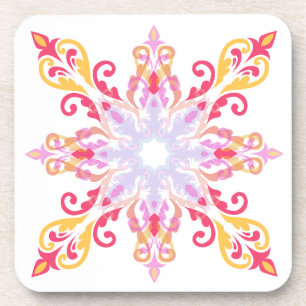 Kleurrijke Mandala Floral Patroon Bier Onderzetter