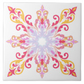 Kleurrijke Mandala Floral Patroon Tegeltje (Voorkant)