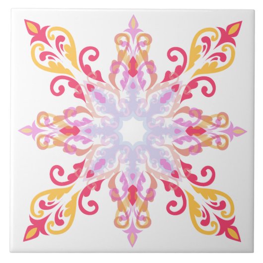 Kleurrijke Mandala Floral Patroon Tegeltje (Voorkant)