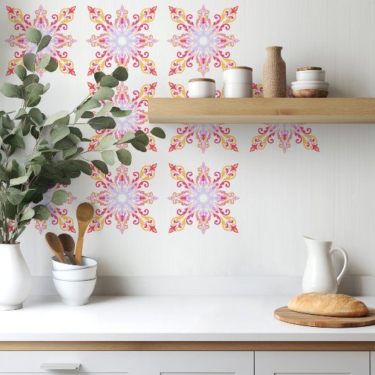 Kleurrijke Mandala Floral Patroon Tegeltje