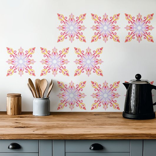 Kleurrijke Mandala Floral Patroon Tegeltje