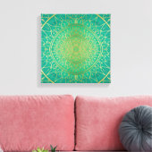 Kleurrijke Mandala Gold Emerald Green Canvas Afdruk (Insitu (Woonkamer))