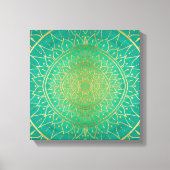 Kleurrijke Mandala Gold Emerald Green Canvas Afdruk (Voorkant)