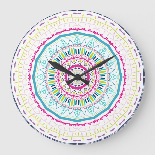 kleurrijke mandala grote klok (Voorkant)