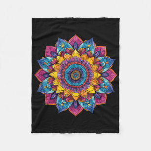 Kleurrijke Mandala Heilige Geometrie Yoga Zen Fleece Deken
