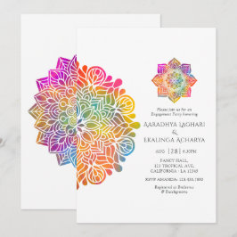 Kleurrijke Mandala Indiase Verloving Feest Kaart