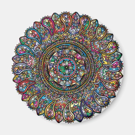 Kleurrijke Mandala Indische Magneet (Voorkant)