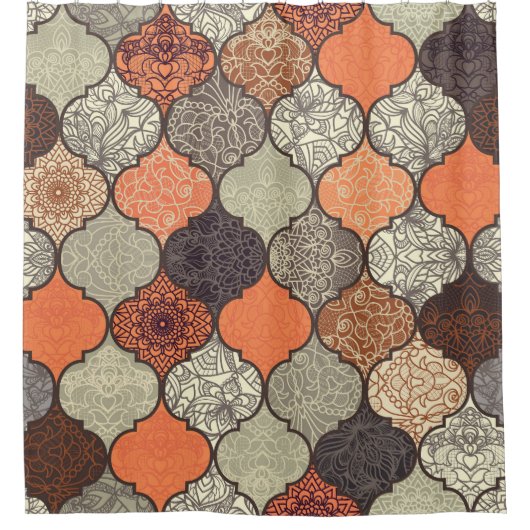 Kleurrijke Mandala: Islamitische Patchwork Naadloo Douchegordijn (Voorkant)