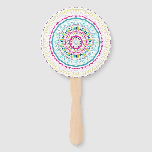 Kleurrijke Mandala-kunst Handwaaier (Voorkant)