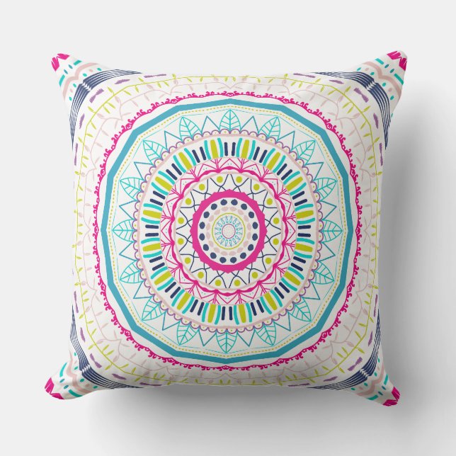 Kleurrijke Mandala-kunst Kussen (Voorkant)