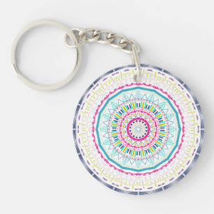 Kleurrijke Mandala-kunst Sleutelhanger