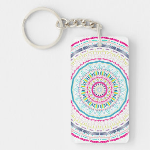 Kleurrijke Mandala-kunst Sleutelhanger