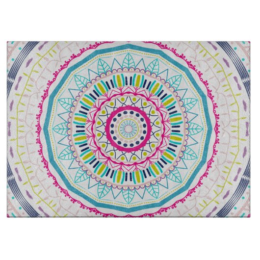 Kleurrijke Mandala-kunst Snijplank (Voorkant)
