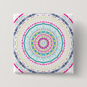 Kleurrijke Mandala-kunst Vierkante Button 5,1 Cm