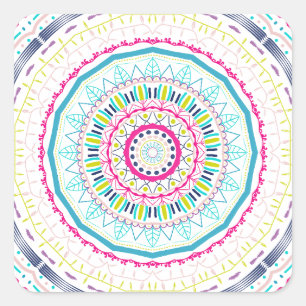 Kleurrijke Mandala-kunst Vierkante Sticker