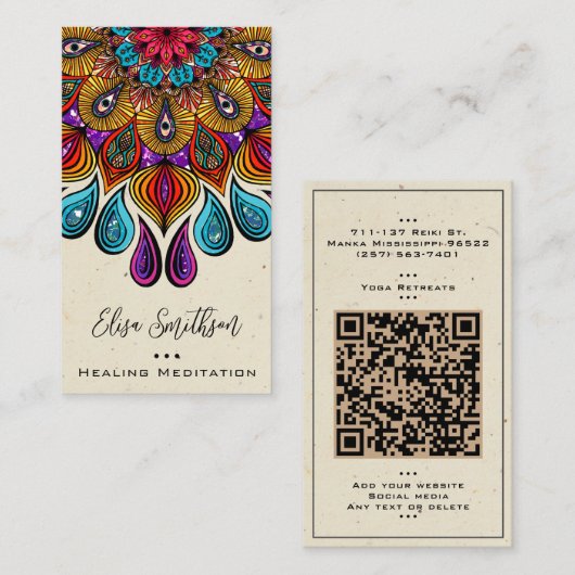 Kleurrijke Mandala Kunst Yoga Reiki Genezing Medit Visitekaartje (Voorkant / Achterkant)