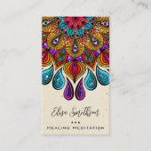 Kleurrijke Mandala Kunst Yoga Reiki Genezing Medit Visitekaartje (Voorkant)