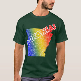 Kleurrijke mandala kunstkaart van Arkansas met tek T-shirt
