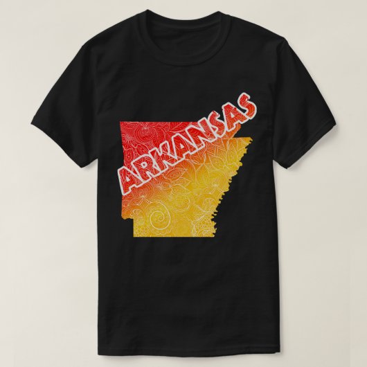 Kleurrijke mandala kunstkaart van Arkansas met tek T-shirt (Design voorkant)