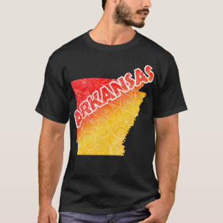 Kleurrijke mandala kunstkaart van Arkansas met tek T-shirt
