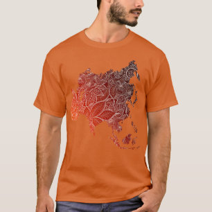 Kleurrijke mandala kunstkaart van Azië met tekst i T-shirt