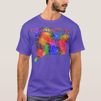 Kleurrijke mandala kunstkaart van Connecticut met  T-shirt