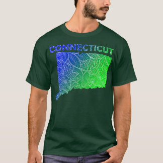 Kleurrijke mandala kunstkaart van Connecticut met  T-shirt