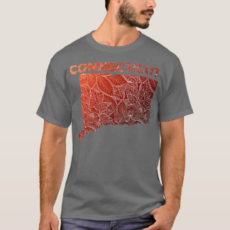 Kleurrijke mandala kunstkaart van Connecticut met  T-shirt