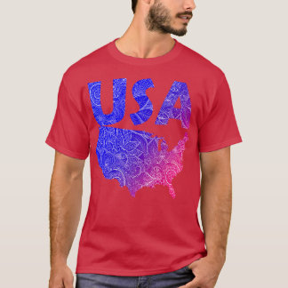 Kleurrijke mandala kunstkaart van de Verenigde Sta T-shirt