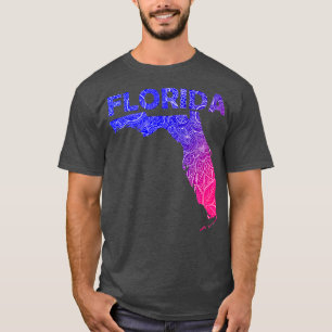 Kleurrijke mandala kunstkaart van Florida met teks T-shirt