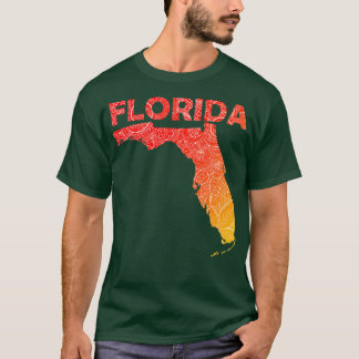 Kleurrijke mandala kunstkaart van Florida met teks T-shirt