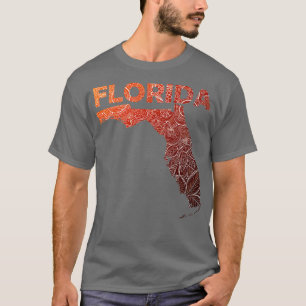 Kleurrijke mandala kunstkaart van Florida met teks T-shirt