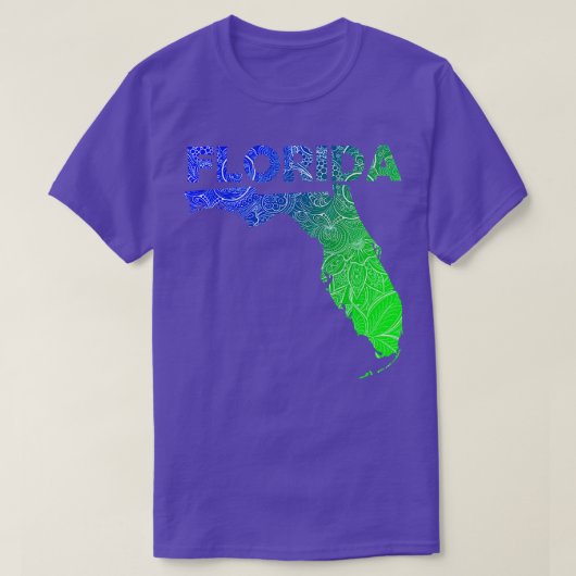 Kleurrijke mandala kunstkaart van Florida met teks T-shirt (Design voorkant)