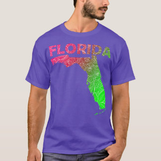 Kleurrijke mandala kunstkaart van Florida met teks T-shirt