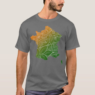 Kleurrijke mandala kunstkaart van Frankrijk met te T-shirt