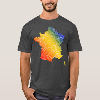Kleurrijke mandala kunstkaart van Frankrijk met te T-shirt