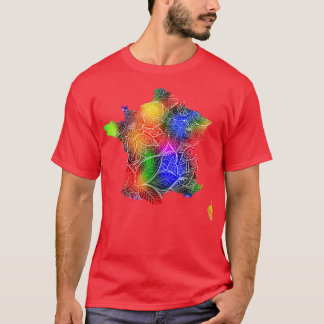 Kleurrijke mandala kunstkaart van Frankrijk met te T-shirt