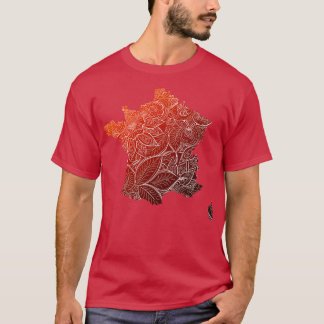 Kleurrijke mandala kunstkaart van Frankrijk met te T-shirt