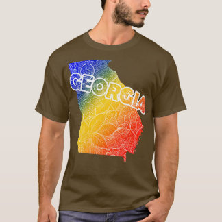 Kleurrijke mandala kunstkaart van Georgië met teks T-shirt