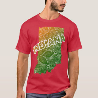 Kleurrijke mandala kunstkaart van Indiana met teks T-shirt