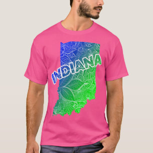 Kleurrijke mandala kunstkaart van Indiana met teks T-shirt