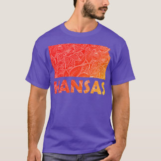 Kleurrijke mandala kunstkaart van Kansas met tekst T-shirt