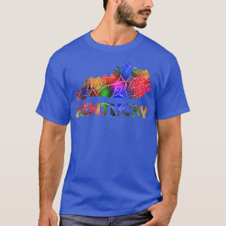 Kleurrijke mandala kunstkaart van Kentucky met tek T-shirt