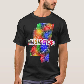 Kleurrijke mandala kunstkaart van Mississippi met T-shirt