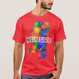 Kleurrijke mandala kunstkaart van Mississippi met  T-shirt
