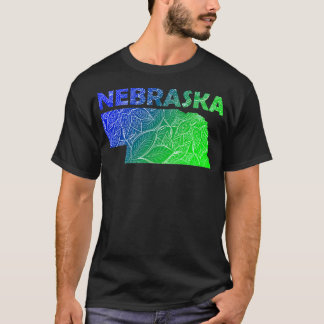 Kleurrijke mandala kunstkaart van Nebraska met tek T-shirt