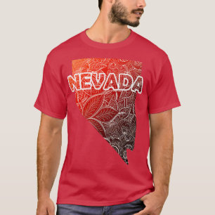 Kleurrijke mandala kunstkaart van Nevada met tekst T-shirt