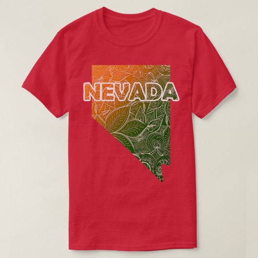 Kleurrijke mandala kunstkaart van Nevada met tekst T-shirt (Design voorkant)